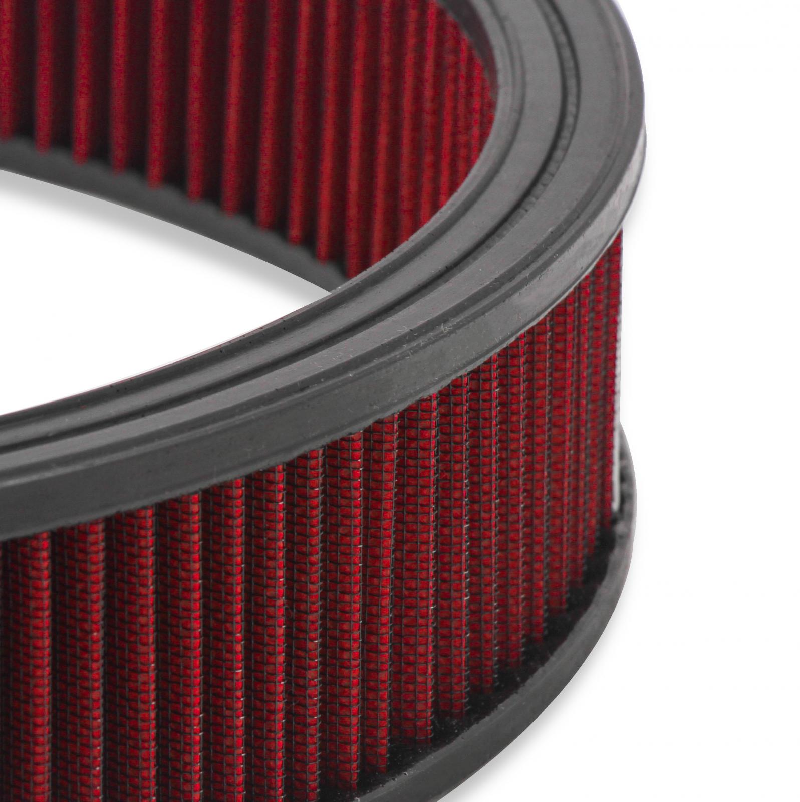 4150 Drop Base Air Cleaner Chrome w/3 Red Washable Gauze Filter 16 X 3 Chrome Drop-Base Air Cleaner for 4150 Series Carburetors with 5-1/8 Diameter Neck Holley-3