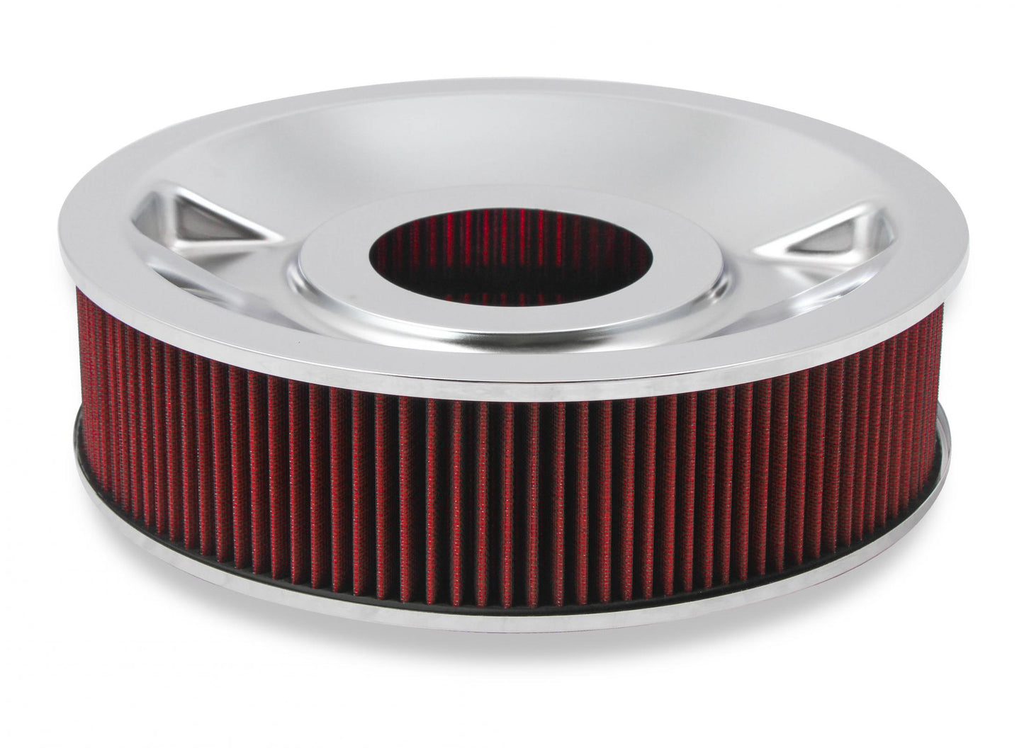 4150 Drop Base Air Cleaner Chrome w/4 Red Washable Gauze Filter 16 X 4 Chrome Drop-Base Air Cleaner for 4150 Series Carburetors with 5-1/8 Diameter Neck Holley-1