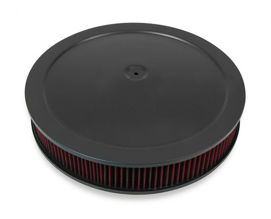 4150 Drop Base Air Cleaner Black w/3 Red Washable Gauze Filter 16 X 3 Black Drop-Base Air Cleaner for 4150 Series Carburetors with 5-1/8 Diameter Neck Holley