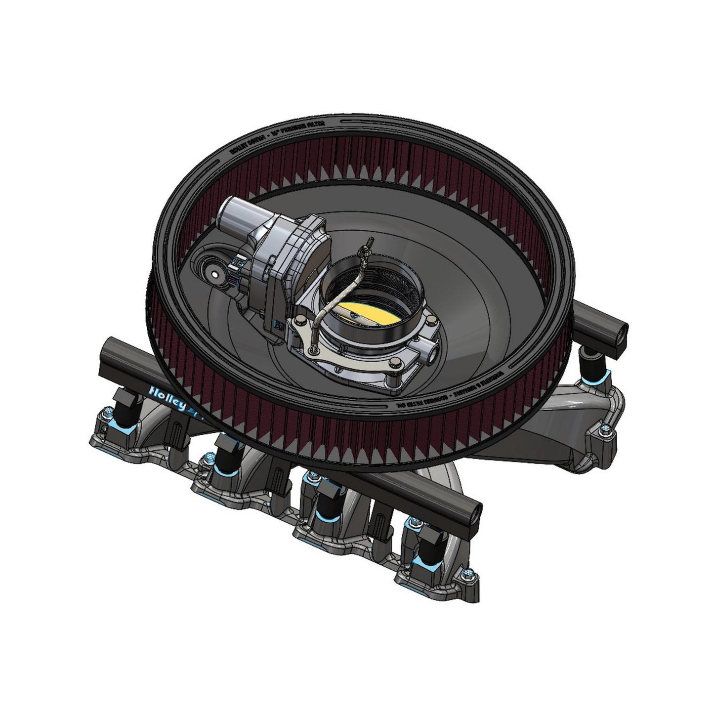 Retrofilter Drive-By-Wire Air Cleaner 16-Inch Diameter Black Fits LS3-Style DBW Throttle Body Cotton Gauze Element Holley-6