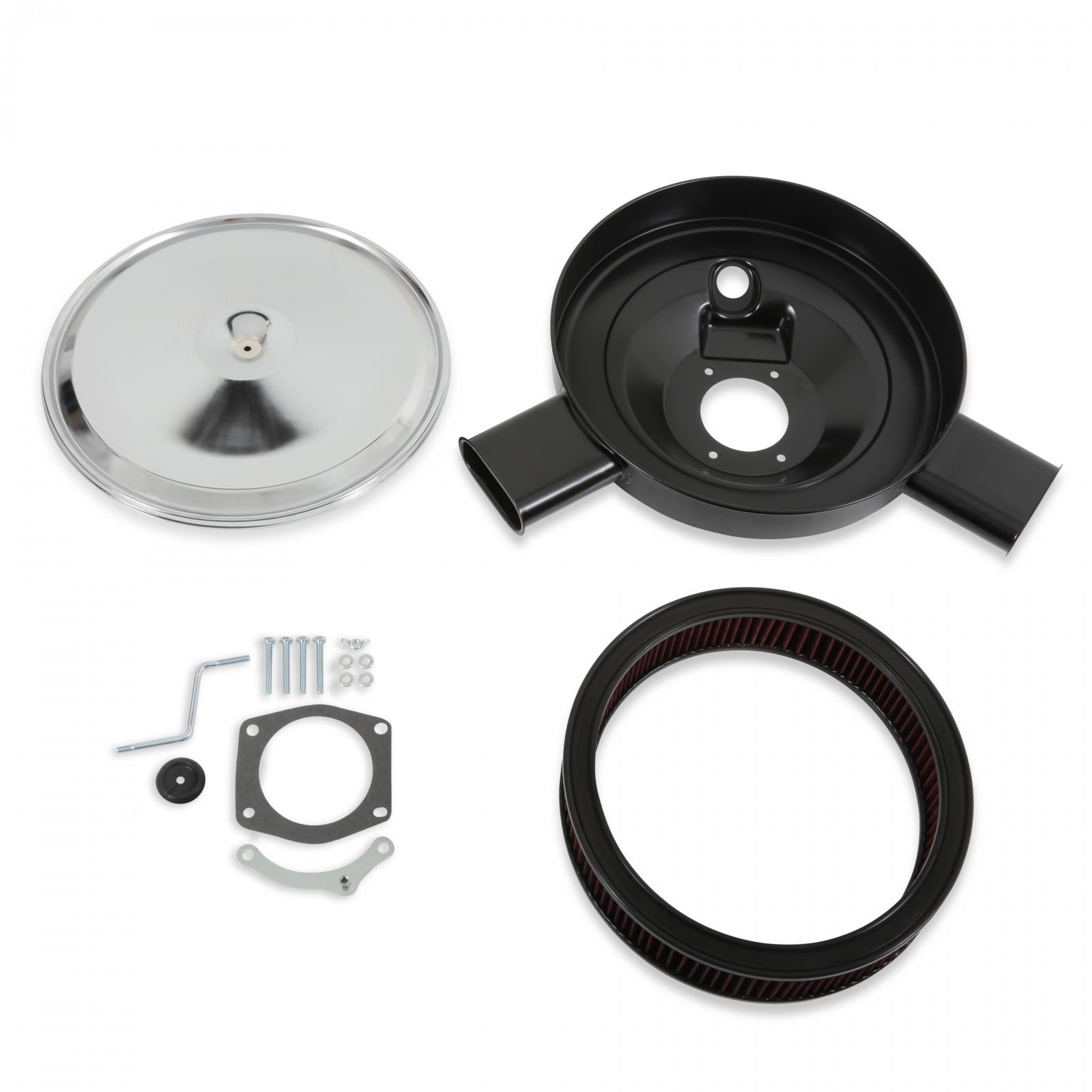 Retrofilter Drive-By-Wire Air Cleaner 14-Inch Diameter Dual Snorkel Chrome Fits LS3-Style DBW Throttle Body Cotton Gauze Element Holley-8