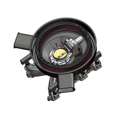 Retrofilter Drive-By-Wire Air Cleaner 14-Inch Diameter Dual Snorkel Black Fits LS3-Style DBW Throttle Body Cotton Gauze Element Holley-3
