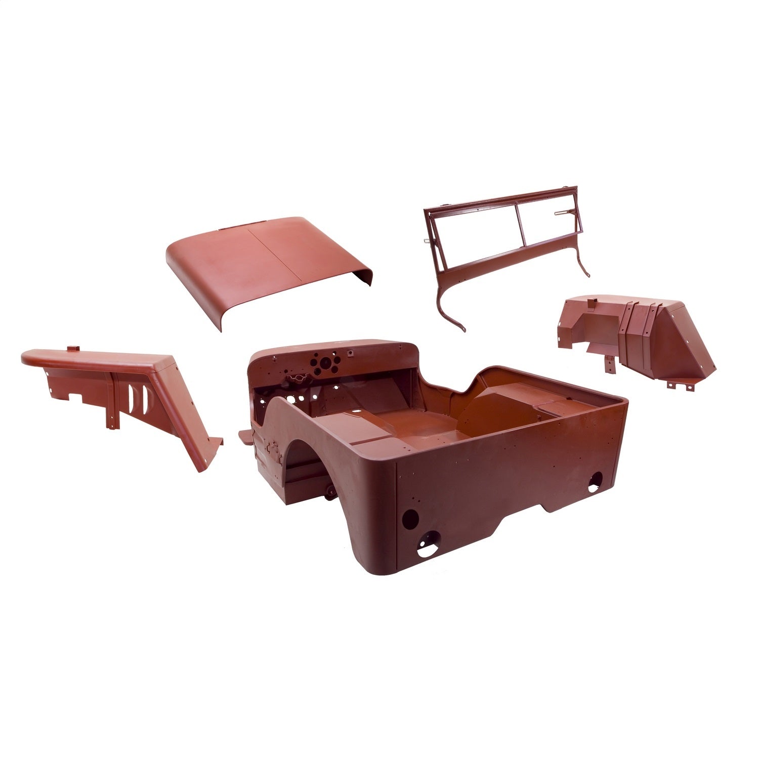 Steel Body Kit Includes Body Tub/Hood/Fenders/Windshield Frame For Early Mb Built Before March 1 1942 w/Slat Grille OMIX