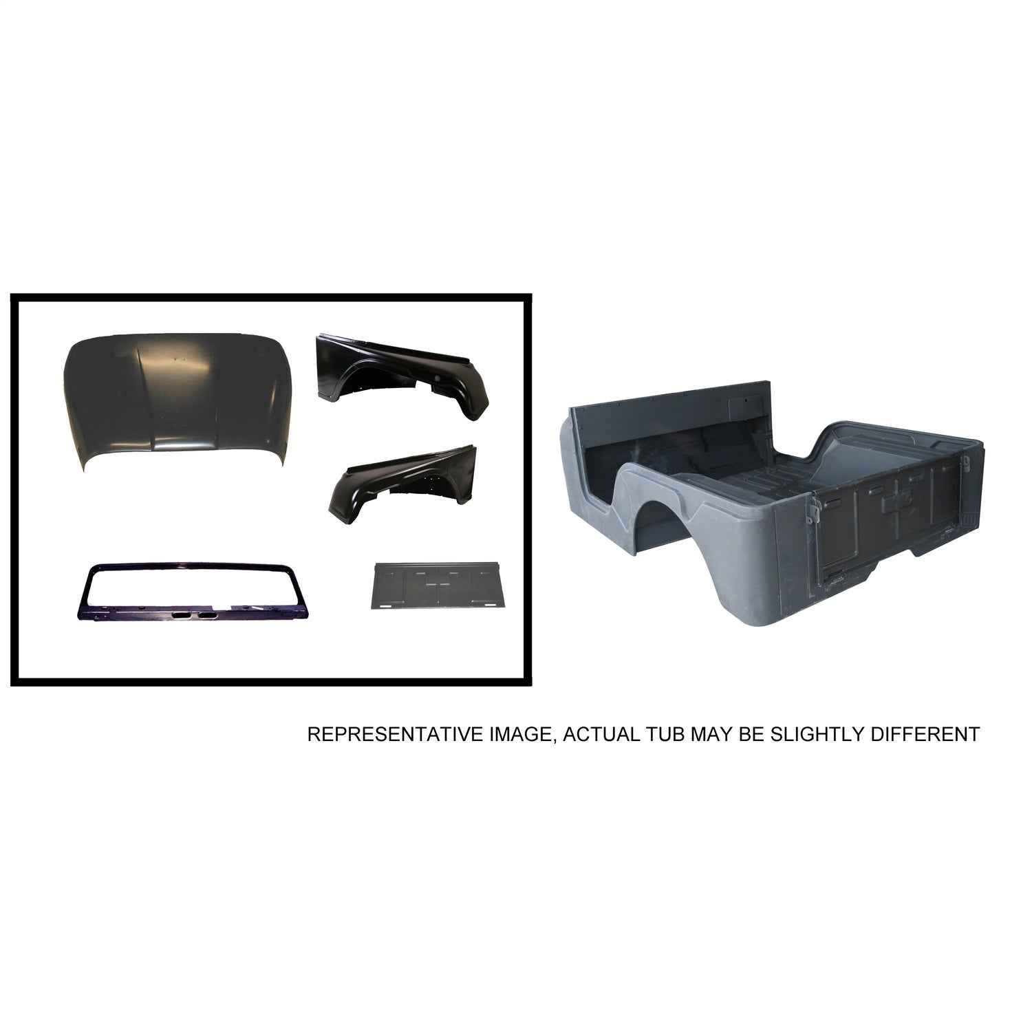Steel Body Kit 1972-1975 Jeep CJ5 Includes Body Tub/Hood/Fenders/Windshield Frame/Tailgate OMIX