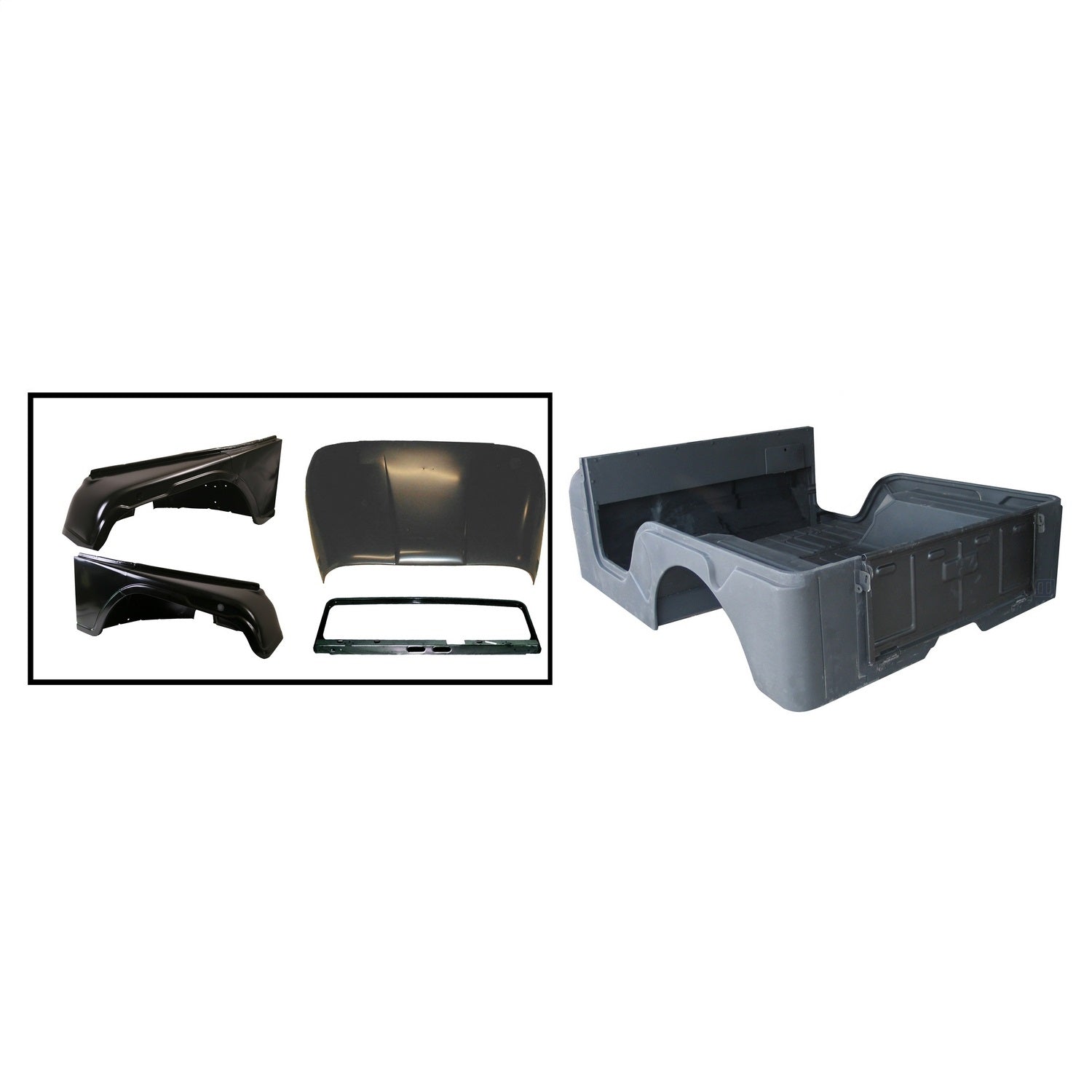 Steel Body Kit 1976-1983 Jeep CJ5 Includes Body Tub/Hood/Fenders/Windshield Frame/Tailgate Replaces OE 5461335K OMIX