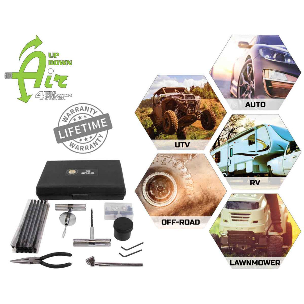 Tire Repair Kit 53 Piece Kit With Black Storage Box Up Down Air-5