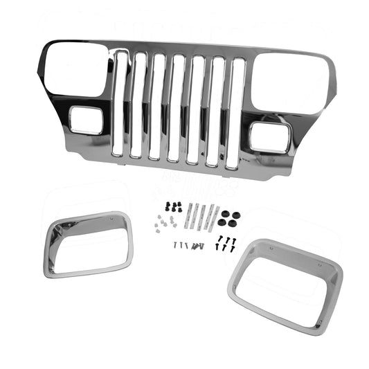 Grille Overlay Chrome Mopar Licensed 1987-1995 Jeep Wrangler YJ OMIX