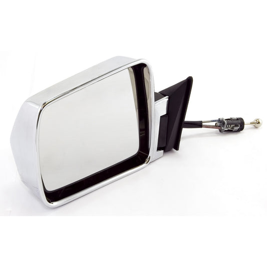 Door Mirror Left Power Remote Chrome Folding Connects To Doors Remote Control Switch Driver Side Of 84-96 Cherokee XJ And 86-92 Comanche MJ OMIX