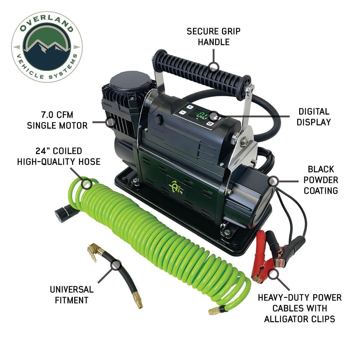 EGOI Portable Compressor System 12.3 CFM With Digital Control Panel, Storage Bag, Hose & Attachments Dual Motor Up Down Air-2