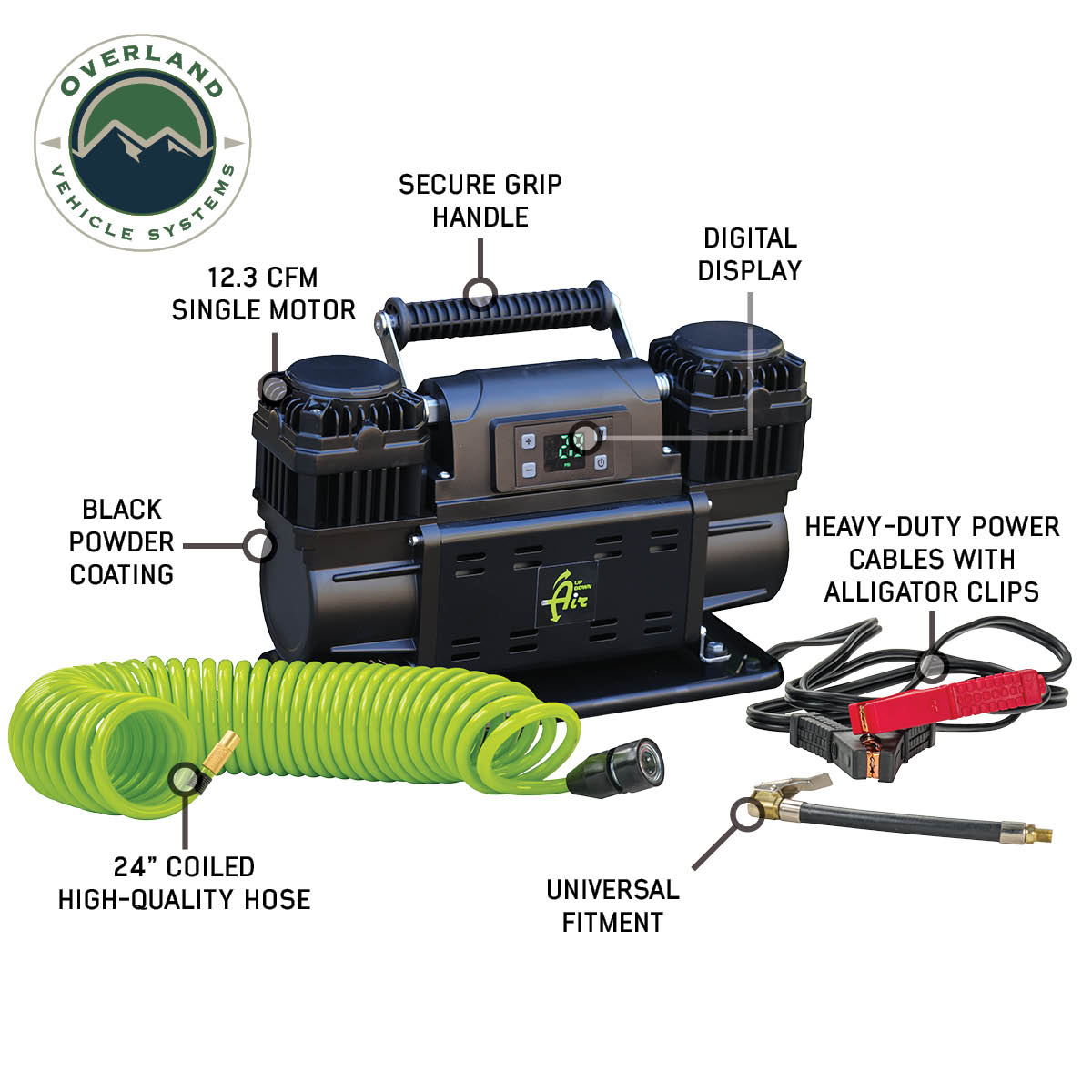 EGOI Portable Compressor System 12.3 CFM With Digital Control Panel, Storage Bag, Hose & Attachments Dual Motor Up Down Air-3
