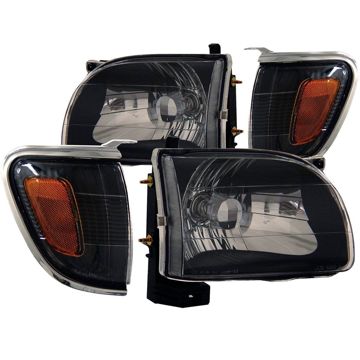 Headlight Set Crystal Clear Lens Black Housing Pair Toyota Tacoma 2001-2004 AnzoUSA