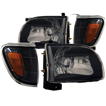 Headlight Set Crystal Clear Lens Black Housing Pair Toyota Tacoma 2001-2004 AnzoUSA