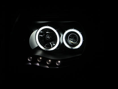 Headlight Set Projector w/Halo Clear Lens Black Housing Pair Toyota Tacoma 2005-2011 AnzoUSA-2