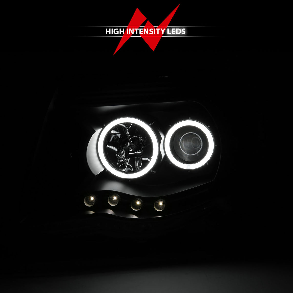 Headlight Set Projector w/Halo Clear Lens Black Housing Pair Toyota Tacoma 2005-2011 AnzoUSA-8