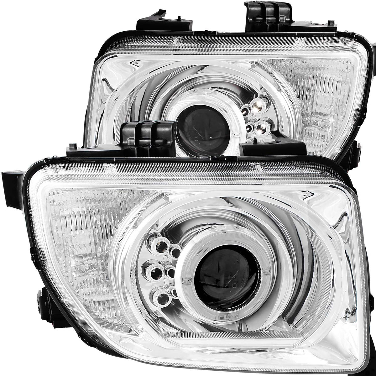 Headlight Set Projector w/Halo Clear Lens Chrome Housing Pair Honda Element 2003-2006 AnzoUSA