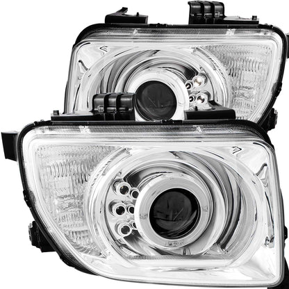 Headlight Set Projector w/Halo Clear Lens Chrome Housing Pair Honda Element 2003-2006 AnzoUSA