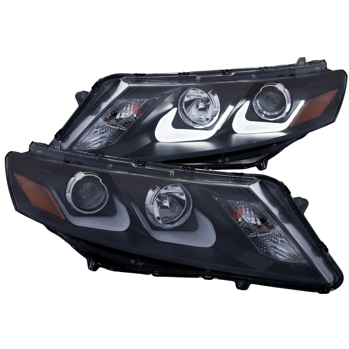 Headlight Set Projector Clear Lens Black Housing Pair W/U-Bar Honda Crosstour 2012-2014 AnzoUSA