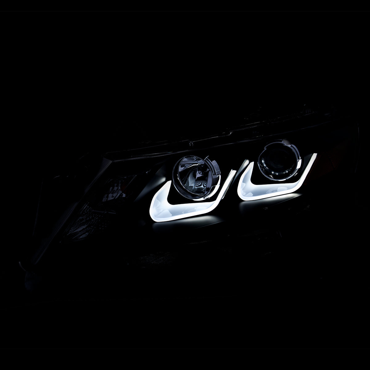 Headlight Set Projector Clear Lens Black Housing Pair W/U-Bar Honda Crosstour 2012-2014 AnzoUSA-2