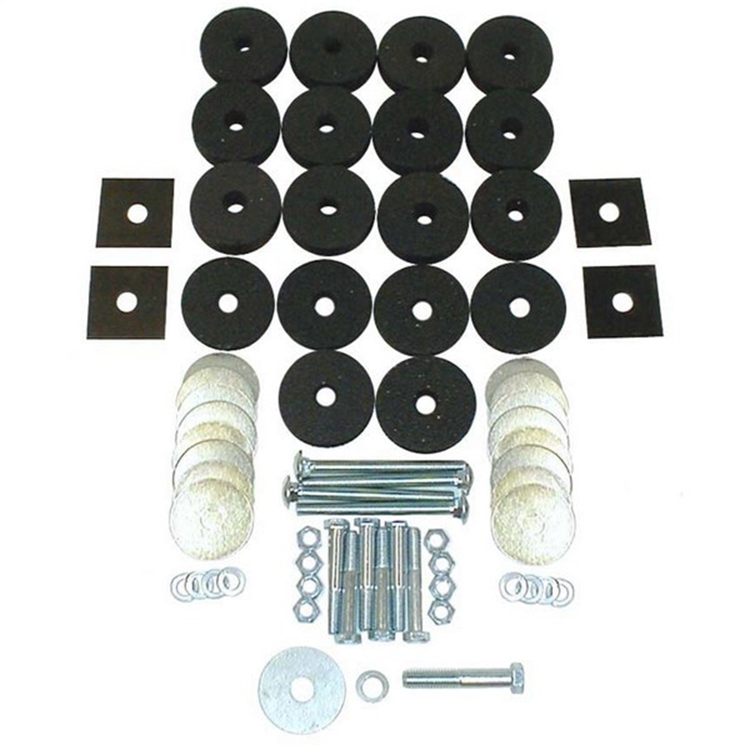 Body Tub Mounting Kit Includes Rubber Composite Body Mounts/Washers/Nuts/Bolts/Shims 1941-1945 MB/GPW 1946-1949 CJ2A 1949-1953 CJ3A 1953-1968 CJ3B 1950-1952 M38 1952-1957 OMIX