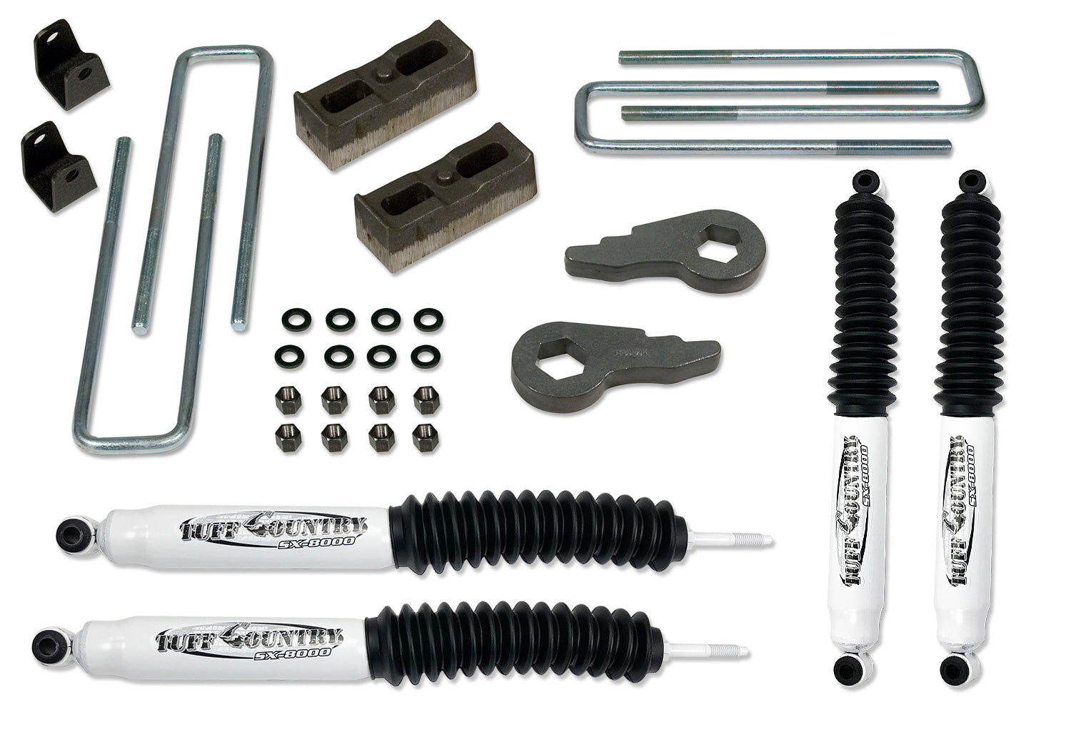 2 Inch Lift Kit 01-10 Silverado/Sierra 2500HD 4x4 & 2WD w/Rear Lift Blocks and SX8000 Shocks Purple Key Tuff Country