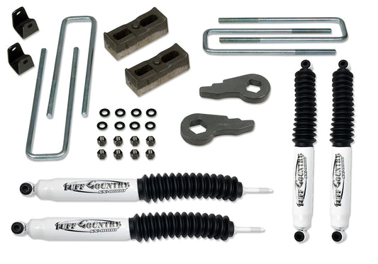 2 Inch Lift Kit 01-10 Silverado/Sierra 2500HD 4x4 & 2WD w/Rear Lift Blocks and SX8000 Shocks Purple Key Tuff Country