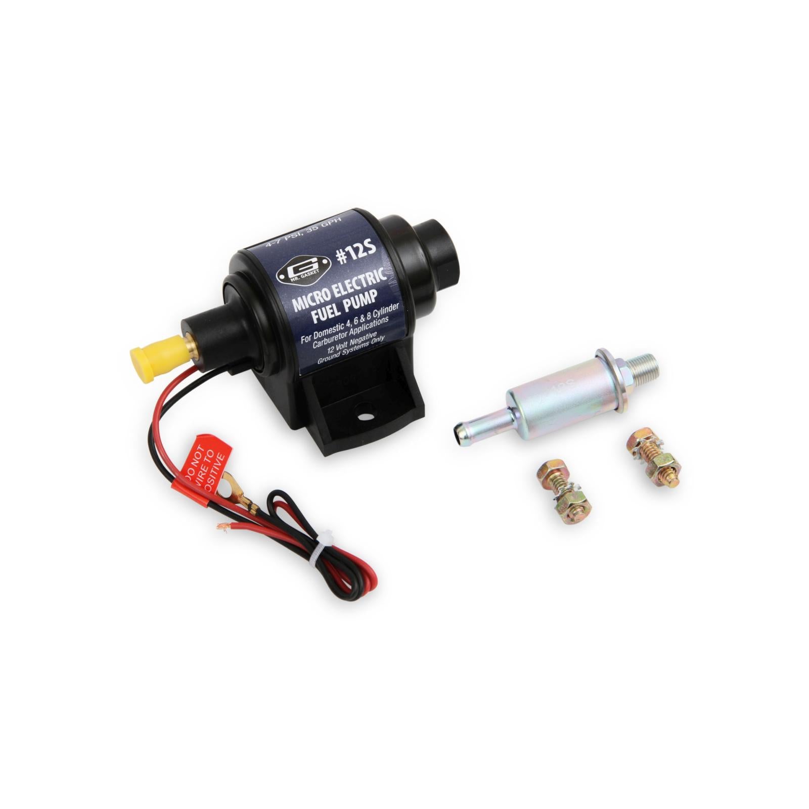 Micro Electric Fuel Pump 4 7 PSI 35 GPH Gasoline for carburetor Mr Gasket