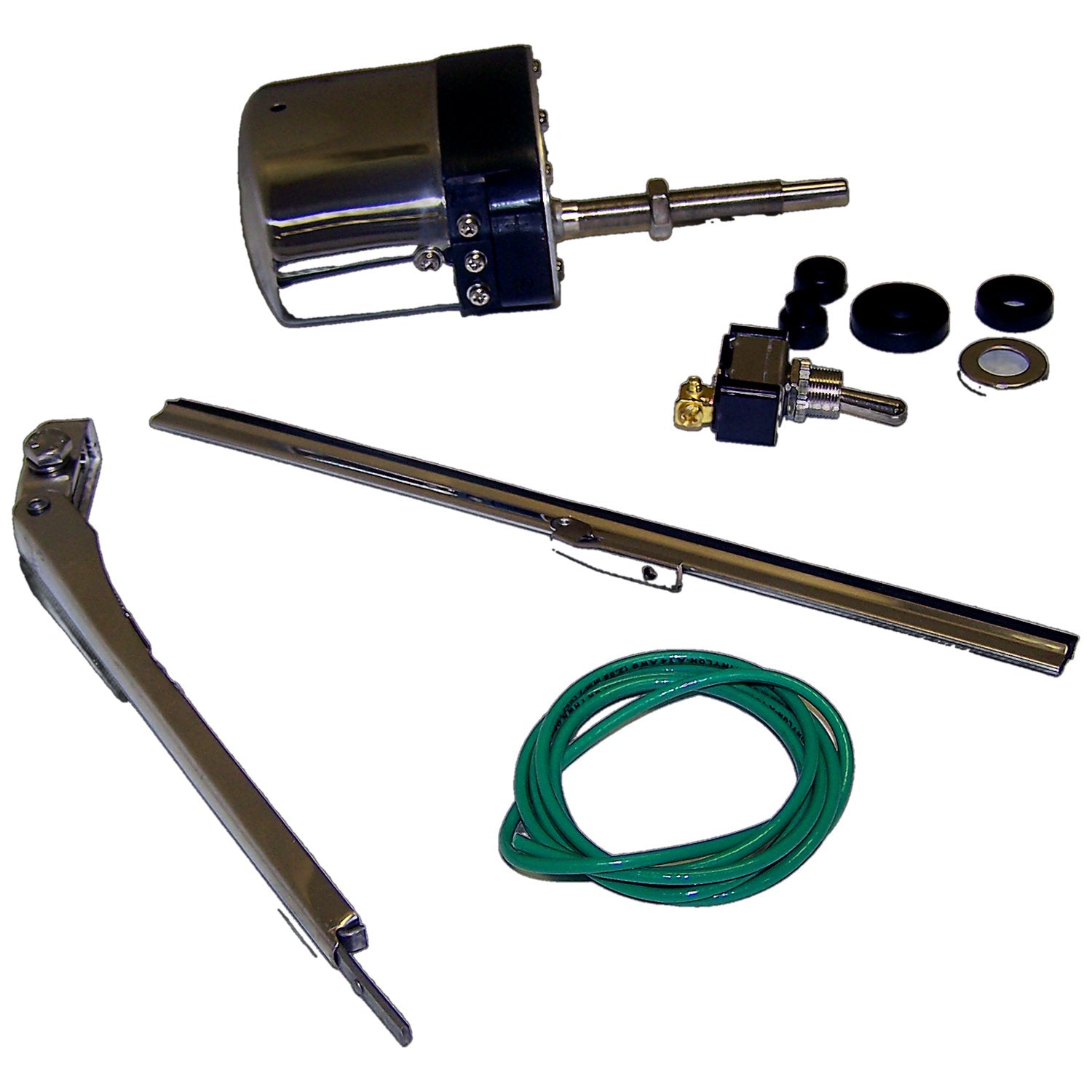 12 Volt 1-Speed Stainless Wiper Motor Kit for 41-63 Jeep CJs, MB, M38, M38-A1 Crown Automotive-1