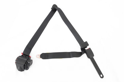Tri-Lock Off Road Seat Belt Right 3 Point Black Retractable Shoulder Harnesses Fits The Passenger Side Of 03-06 Wrangler TJ And 04-06 Wrangler Unlimited Lj OMIX