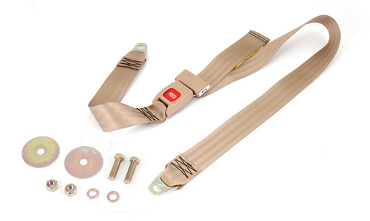 Lap Seat Belt 60 Inch Non-Retractable Tan Belt Mounting Hardware Included 1987-1995 Jeep Wrangler YJ OMIX