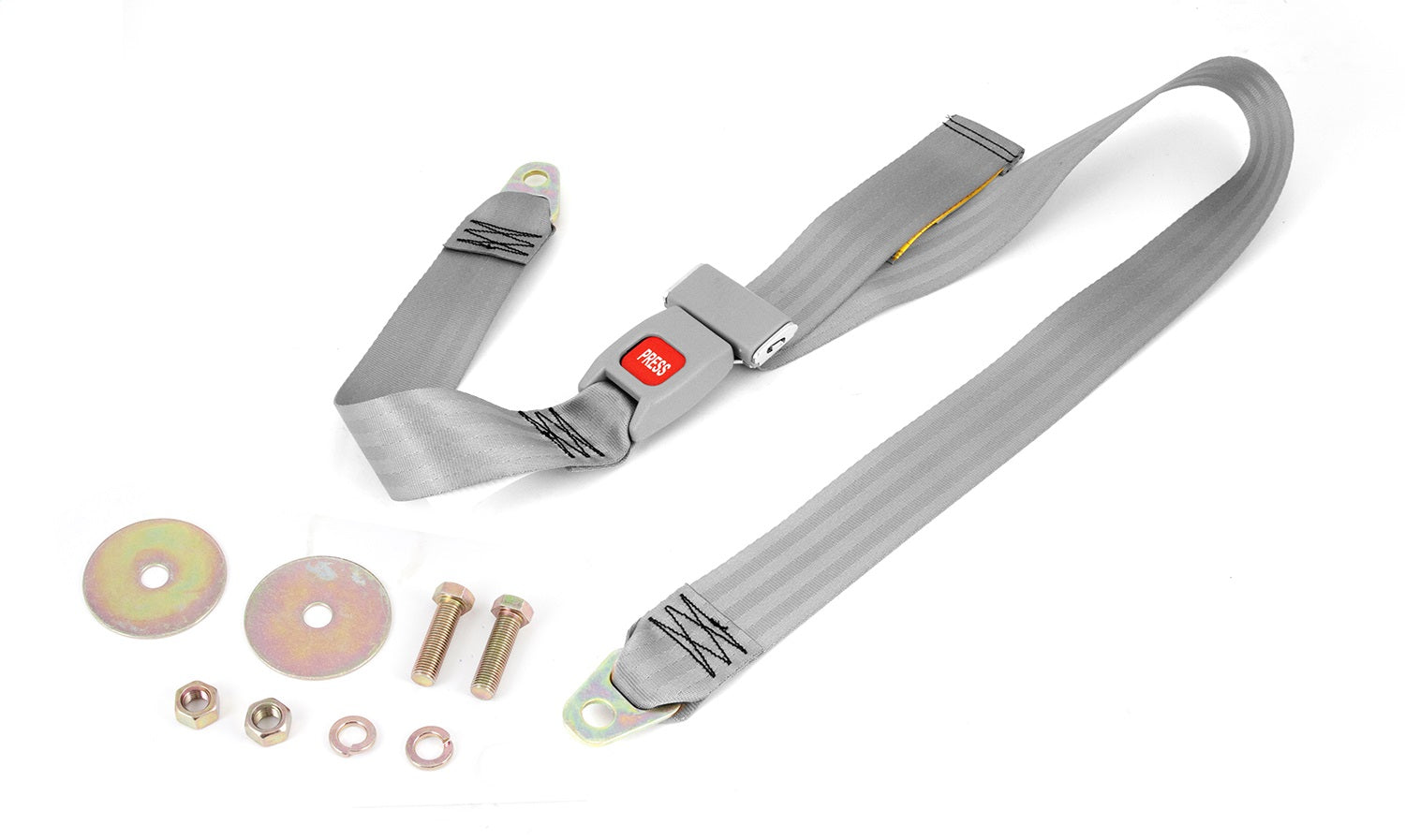 Lap Seat Belt 60 Inch Non-Retractable Gray Belt Mounting Hardware Included 1987-1995 Jeep Wrangler YJ OMIX
