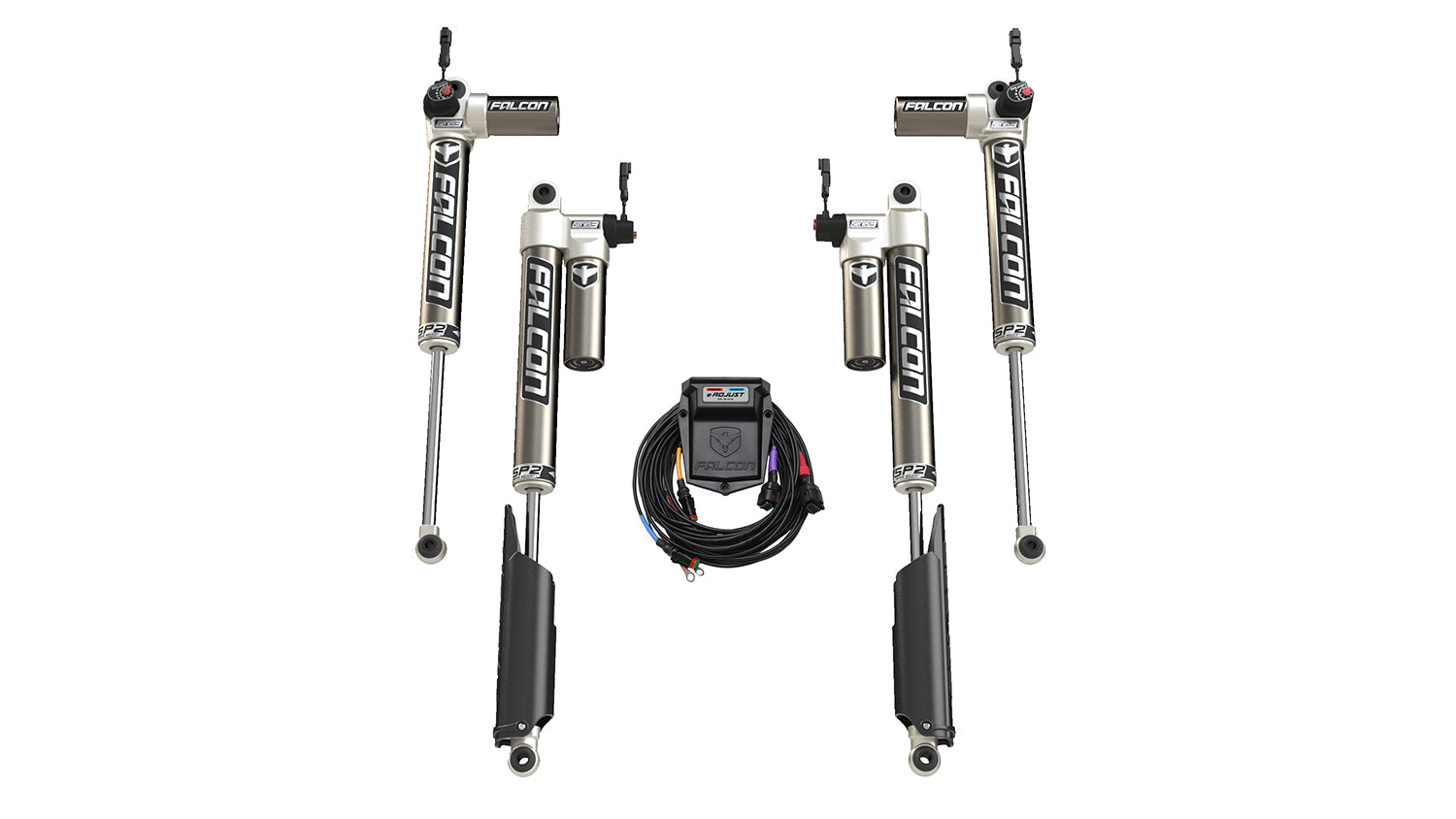 20-Up Jeep Gladiator JT EcoDiesel SP2 3.5 e-Adjust Piggyback Shock Kit 3.5-4.5 Inch Long-Travel Falcon Shocks
