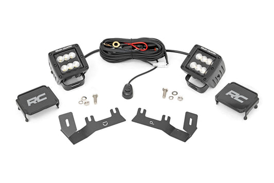 LED Ditch Light Kit | 2in Black Pair | Flood | Chevy/GMC 1500 (14-18 & Classic) Rough Country