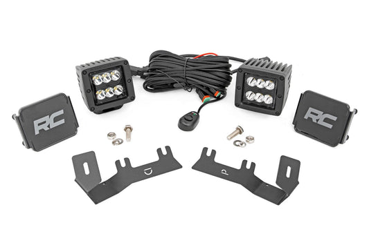 LED Ditch Light Kit | 2in Black Pair | Spot | Chevy/GMC 1500 (14-18 & Classic) Rough Country