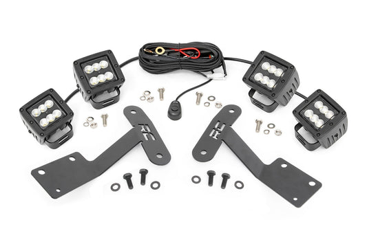 LED Light Kit | Ditch Mount | Dual 2" Black Pairs | Flood | Toyota Tundra (14-21) Rough Country
