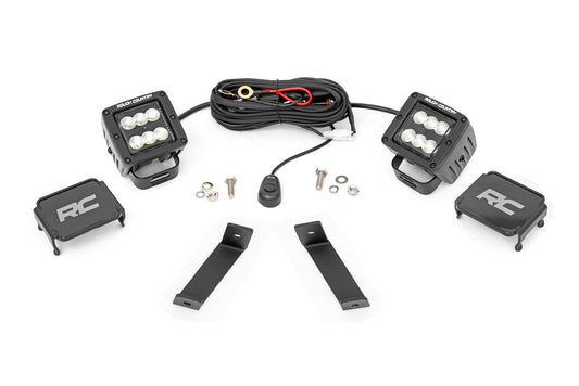 LED Light Kit | Ditch Mount | 2" Black Pair | Flood | Jeep Cherokee KL (14-21) Rough Country