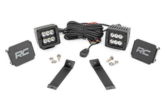 LED Light Kit | Ditch Mount | 2" Black Pair | Spot | Jeep Cherokee KL (14-21) Rough Country