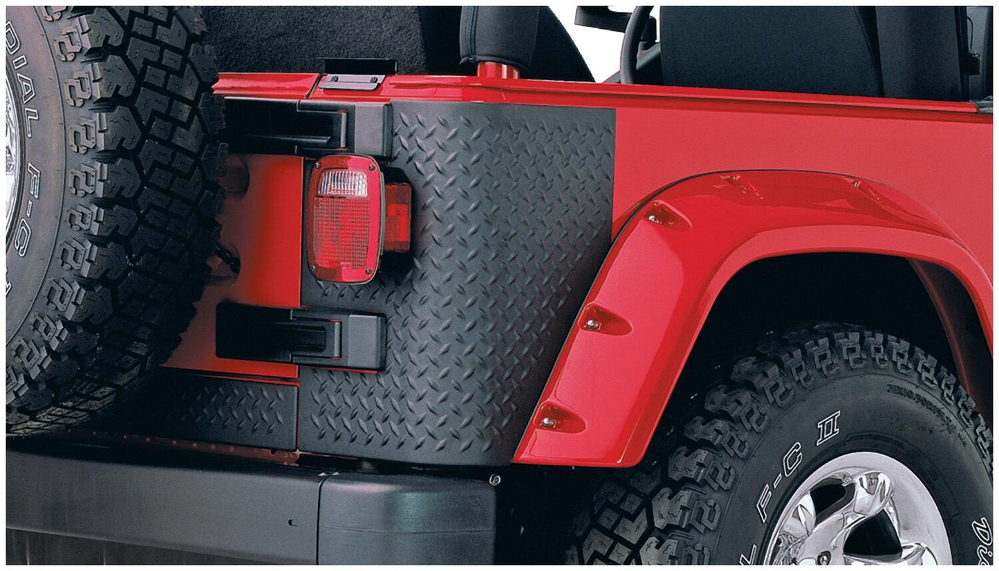 Black Trail Armor Rear Corners For 1997-2006 Jeep Wrangler 2-Door Pair Bushwacker-5