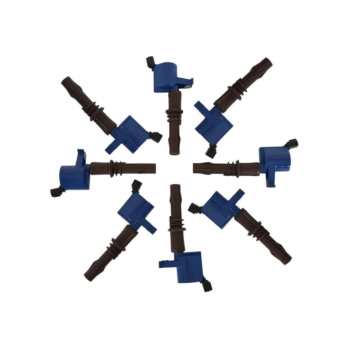 Direct Ignition Coil Kit Supercoil 2008-2014 Ford 4.6L/5.4L/6.8L 3-Valve, Blue, 8-Pack Supercoil With Extended Brown Boot For 2008-2014 Ford Modular 3V 4.6L/ 5.4L / 6.8L V10 Engines ACCEL-5