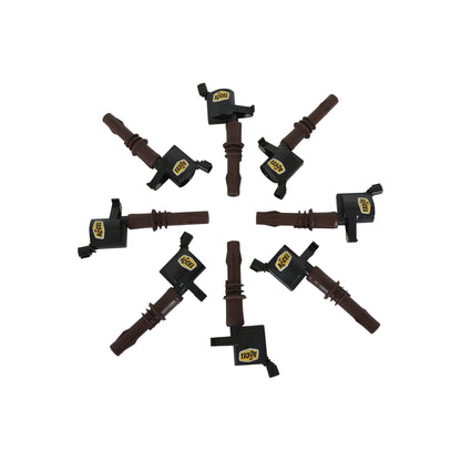 Direct Ignition Coil Kit Supercoil 2008-2014 Ford 4.6L/5.4L/6.8L 3-Valve, 8-Pack Supercoil With Extended Brown Boot For 2008-2014 Ford Modular 3V 4.6L/ 5.4L / 6.8L V10 Engines, Black ACCEL-5