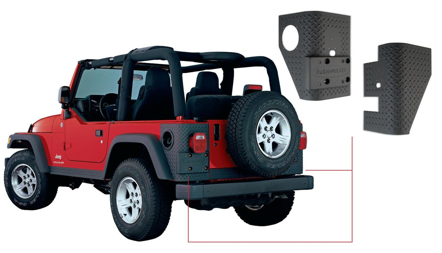 Black Trail Armor Rear Corners For 1997-2006 Jeep Wrangler 2-Door Pair Bushwacker