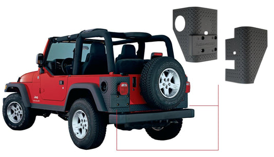 Black Trail Armor Rear Corners For 1997-2006 Jeep Wrangler 2-Door Pair Bushwacker