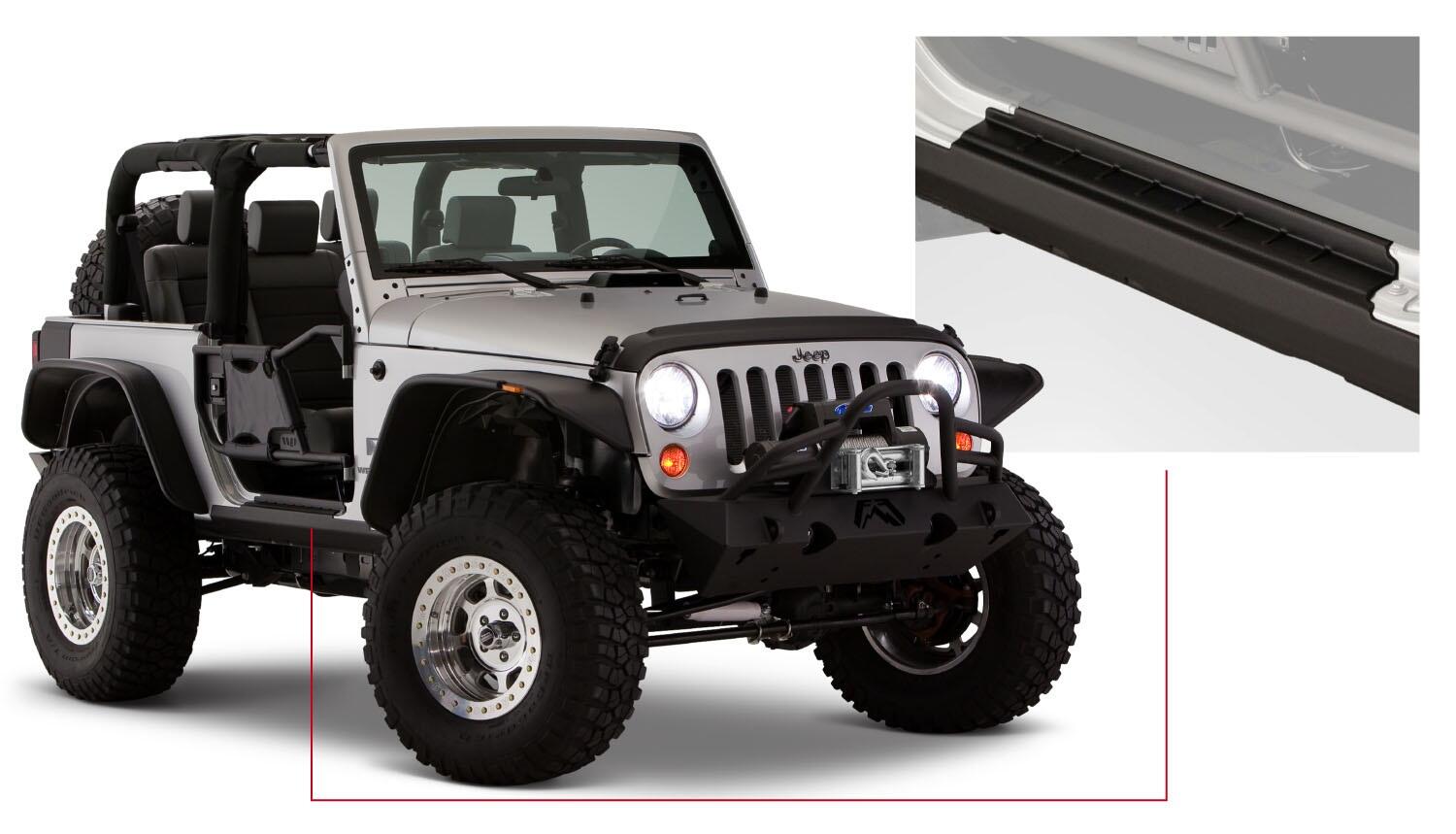 Black Trail Armor Rocker Panel And Sill Plate Covers For 2007-2018 Jeep Wrangler JK 2-Door, Pair Bushwacker