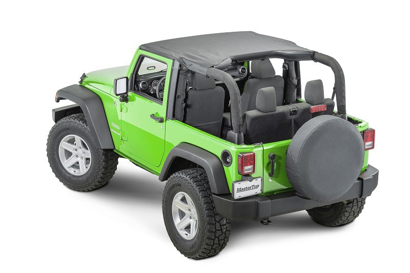 MasterTop Jeep JK Bimini Top For 07-18 Jeep JK Wrangler 2 Door Black Diamond MasterTop