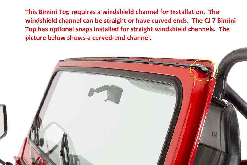 MasterTop Bimini Top Strap Style 78-86 CJ7 87-91 Wrangler Black Diamond MasterTop