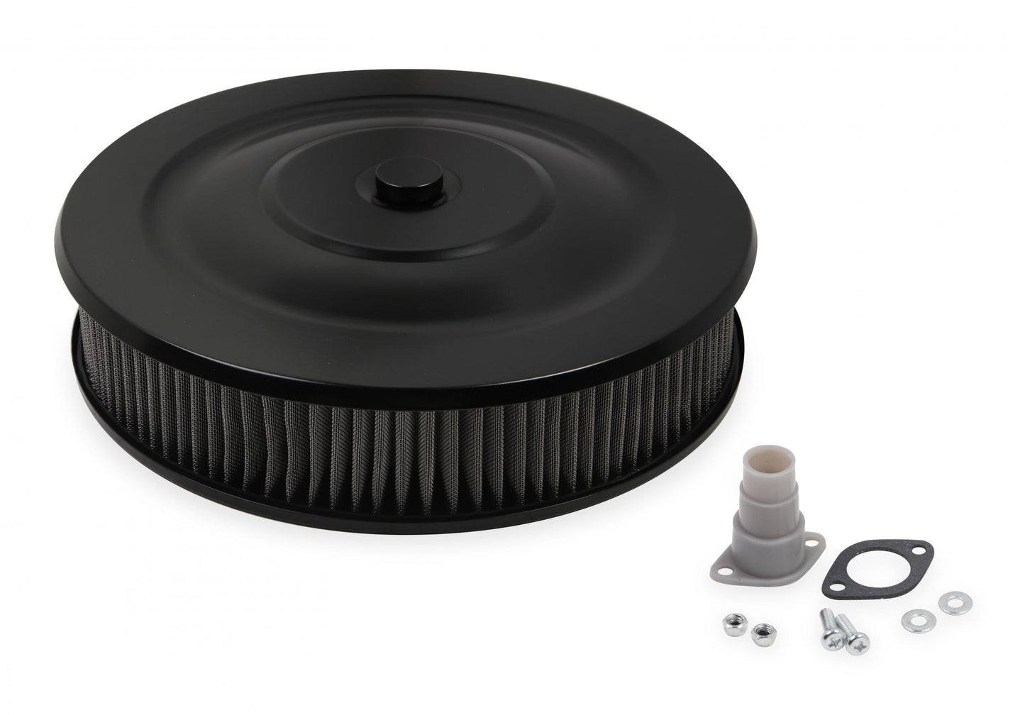 Easy Flow Air Cleaner Flat Black Powder Coated Fits Most 2, 3 or 4-Barrel Carburetors with 5-1/8 Inch Neck Mr Gasket
