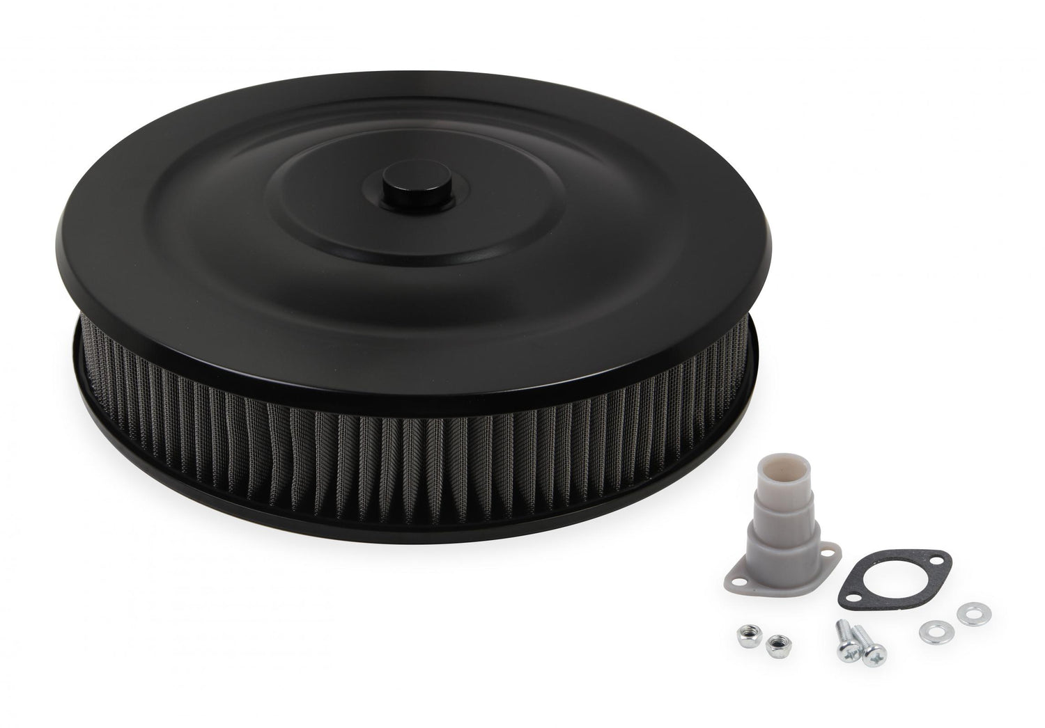 Easy Flow Air Cleaner Flat Black Powder Coated Fits Most 2, 3 or 4-Barrel Carburetors with 5-1/8 Inch Neck Mr Gasket