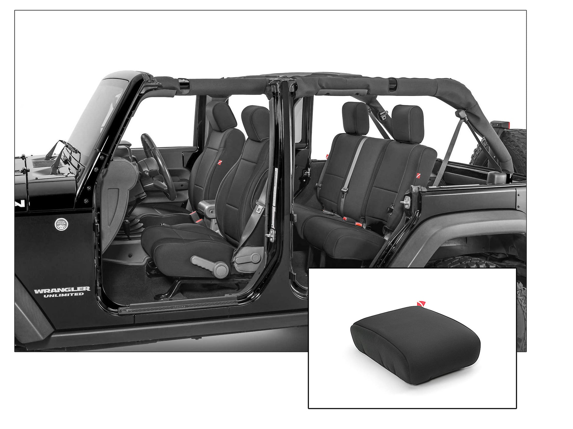 Diver Down Jeep Wrangler Neoprene Seat Covers Front And Rear with Free Center Console Cover for 13-18 Wrangler Unlimited JK Diver Down