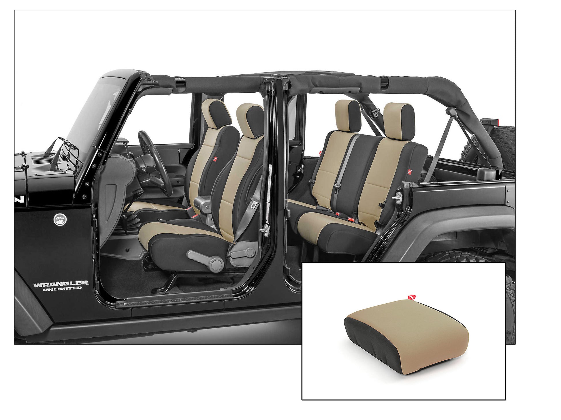 Diver Down Jeep Wrangler Neoprene Seat Covers Front And Rear with Free Center Console Cover for 13-18 Wrangler Unlimited JK Diver Down