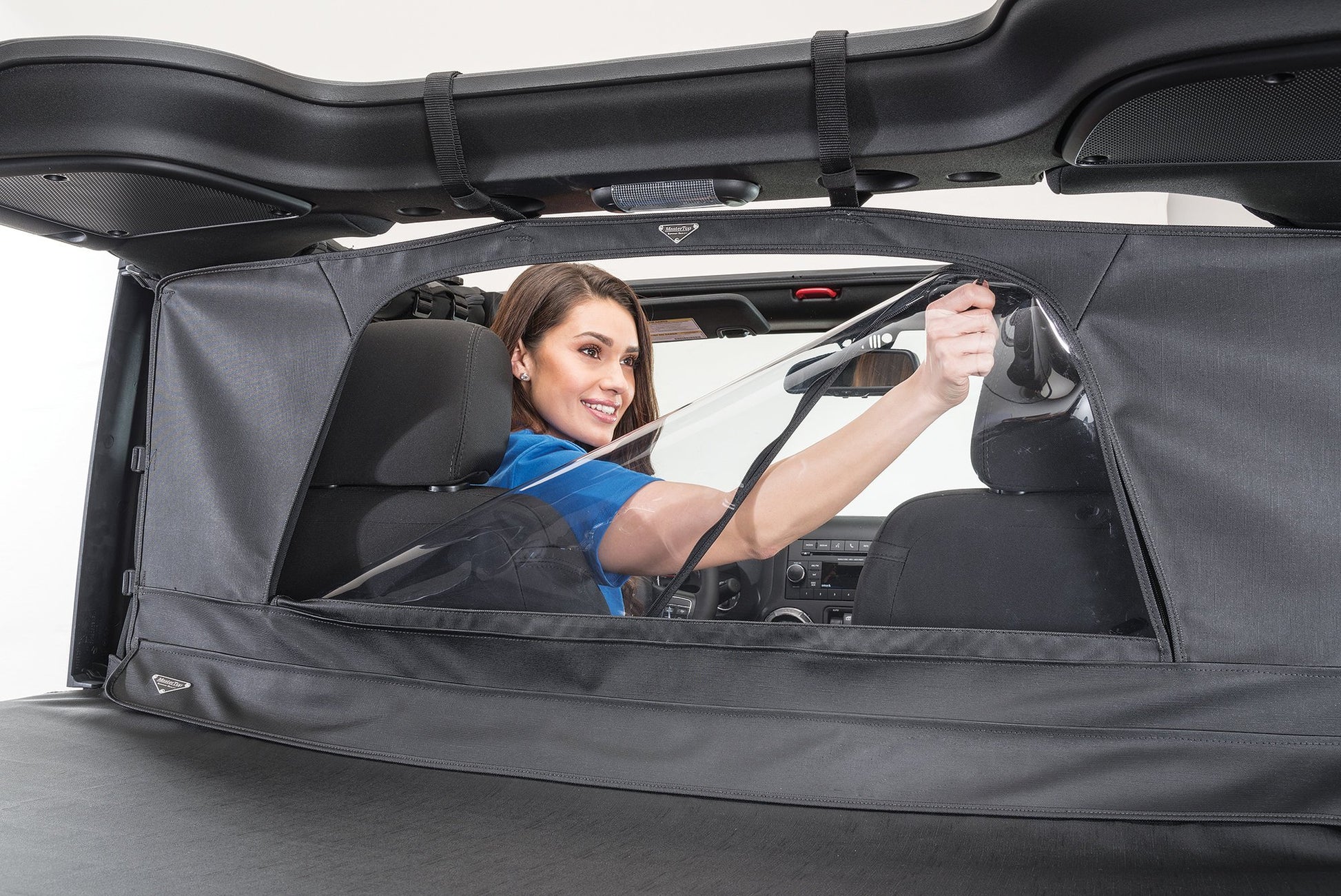 MasterTop Jeep JK Zip Down WindStopper For 07- 18 Wrangler JK Black Diamond MasterTop