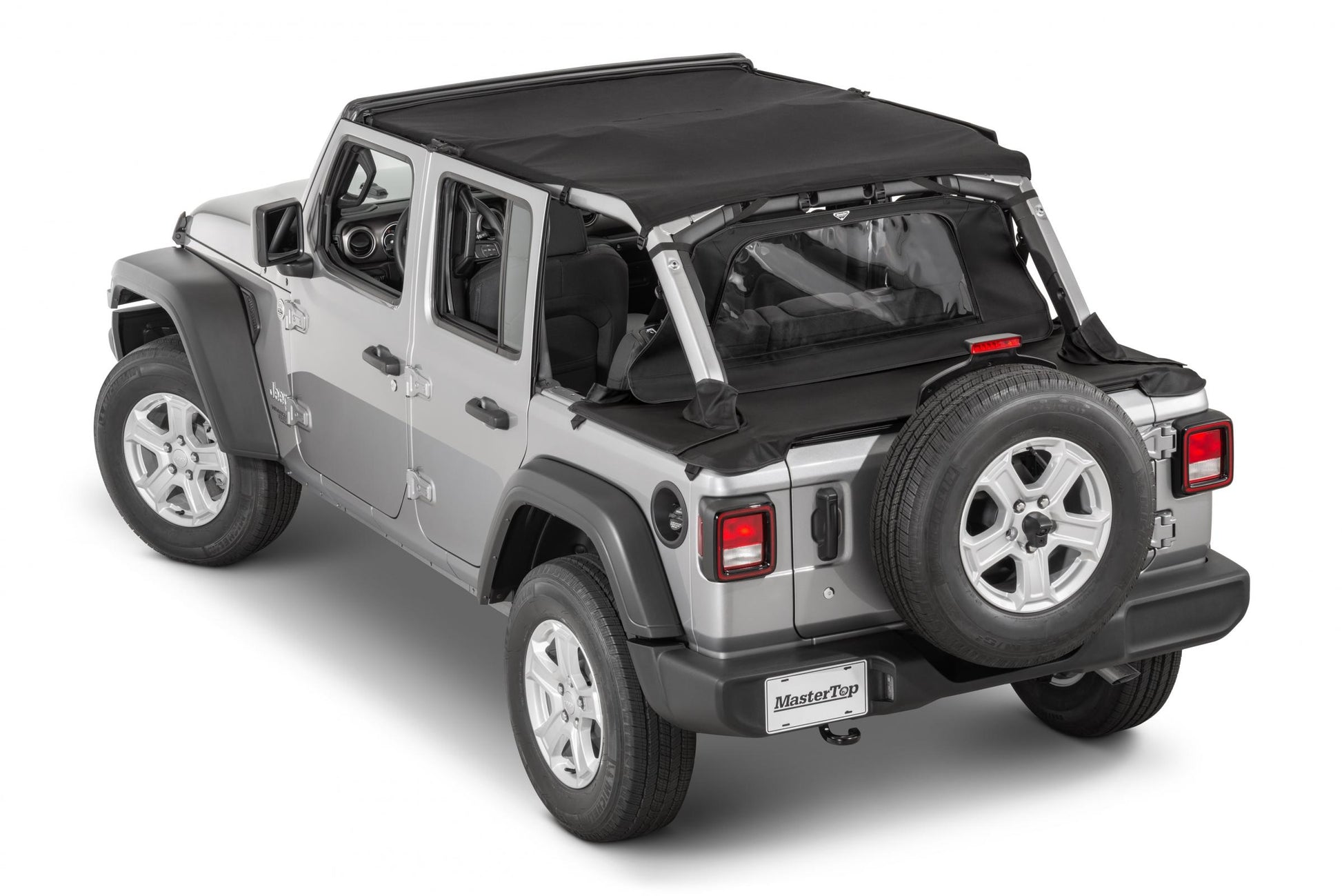 Jeep JL Regular Tonneau Cover 2 Piece Combo For 18-2024 Wrangler JLU 4Dr Soft Top Models MasterTwill Wind Stopper MasterTop